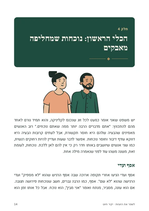 עמוד מתוך המדריך: הכלי הראשון, נוכחות שמחליפה מאבקים